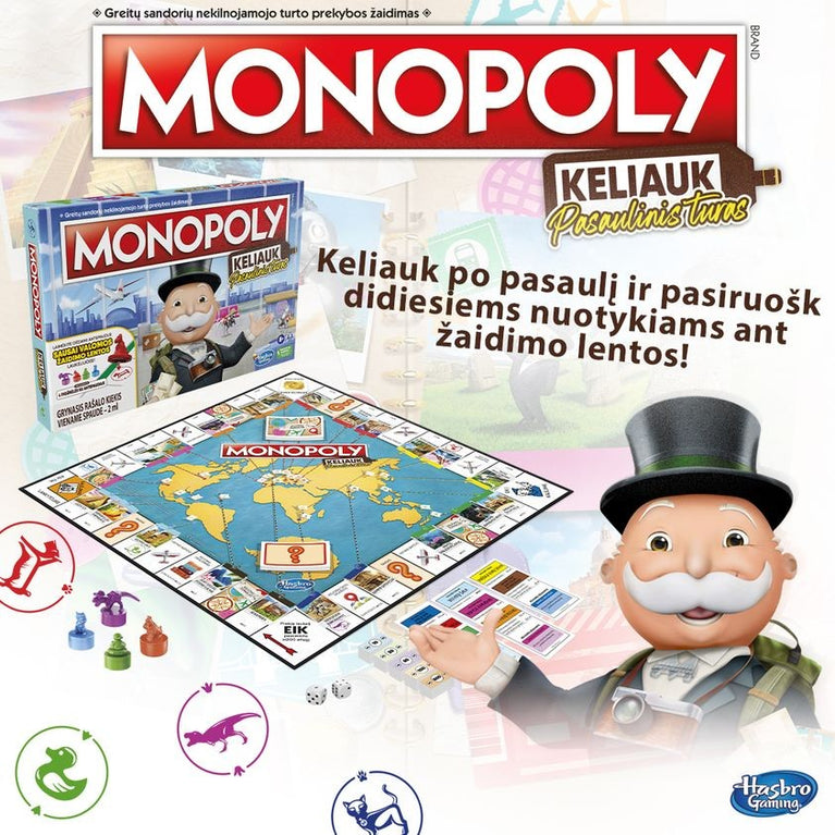 Žaidimas Monopolis: keliauk. Pasaulinis turas (lietuvių kalba)