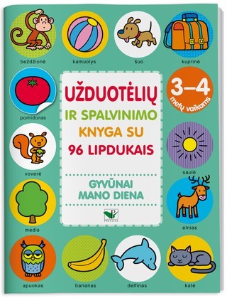 Gyvūnai. Mano diena: užduotėlių ir spalvinimo knyga su 96 lipdukais