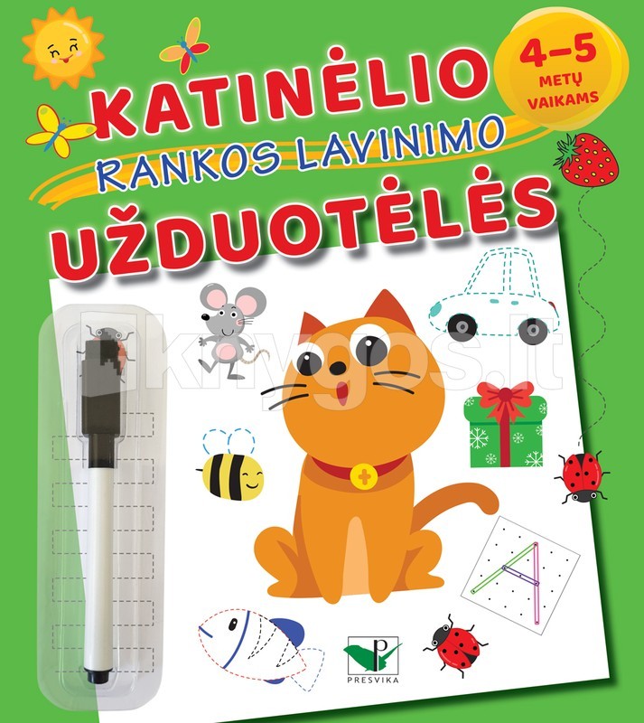 Katinėlio rankos lavinimo užduotėlės 4–5 metų vaikams